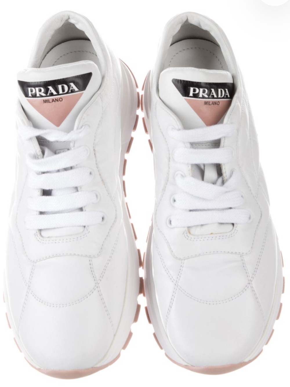 PRADA Leather PRAX Sneakers -White - US 7 EU 37 - Picture 1 of 6